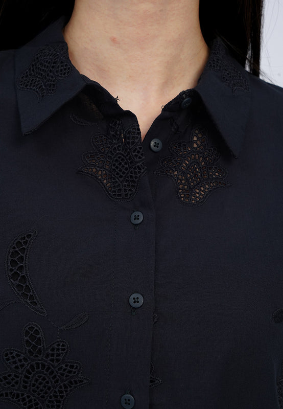 Long Sleeve Eyelet Blouse