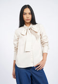 Long Sleeve Tie Neck Blouse