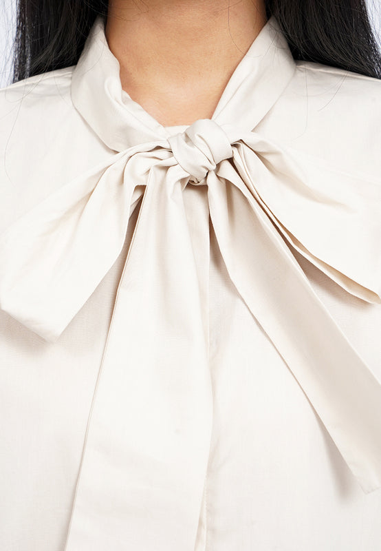 Long Sleeve Tie Neck Blouse