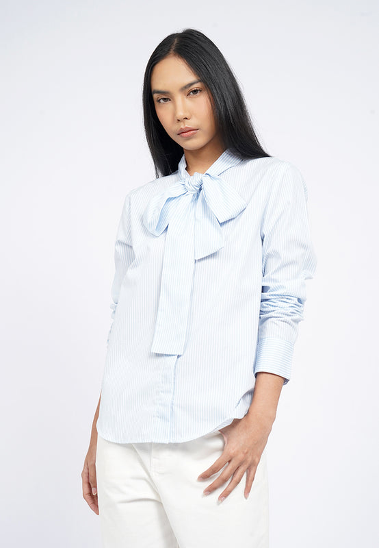 Long Sleeve Tie Neck Blouse