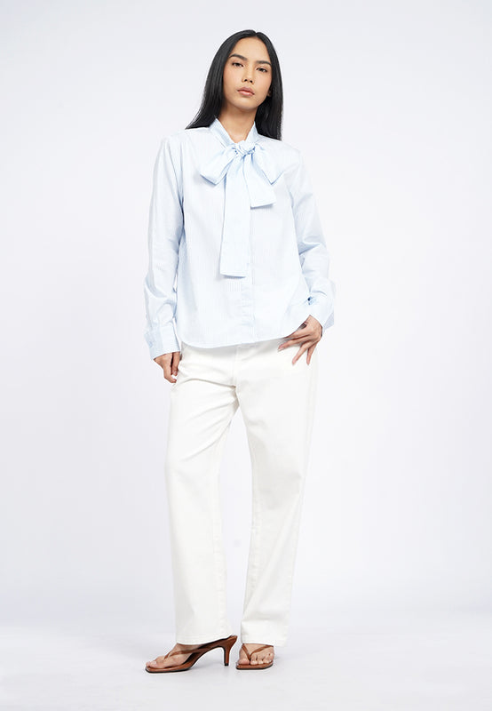 Long Sleeve Tie Neck Blouse