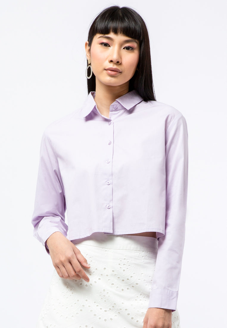 Long Sleeves Boxy Crop Shirt
