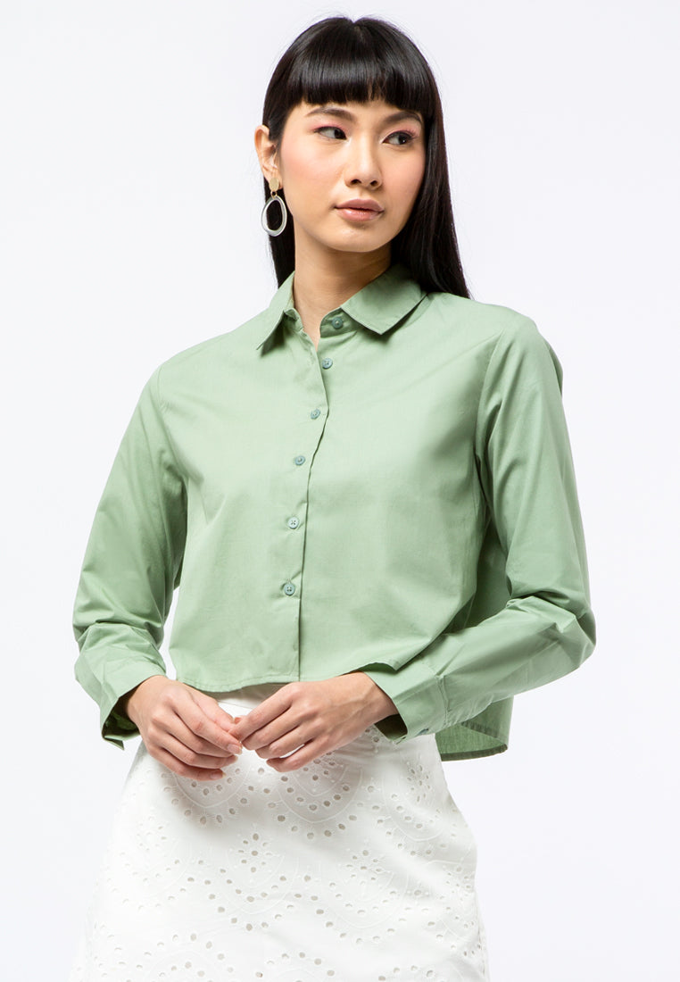 Long Sleeves Boxy Crop Shirt