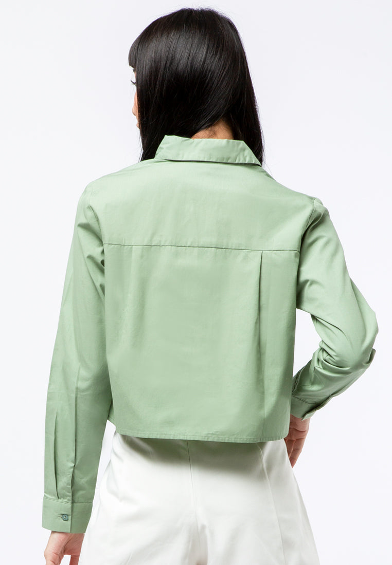 Long Sleeves Boxy Crop Shirt