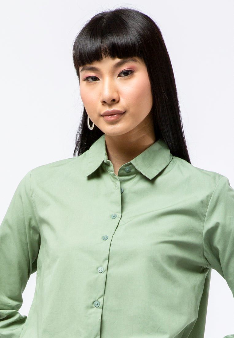 Long Sleeves Boxy Crop Shirt