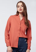 V-Neck Blouse with Mandarin Collar