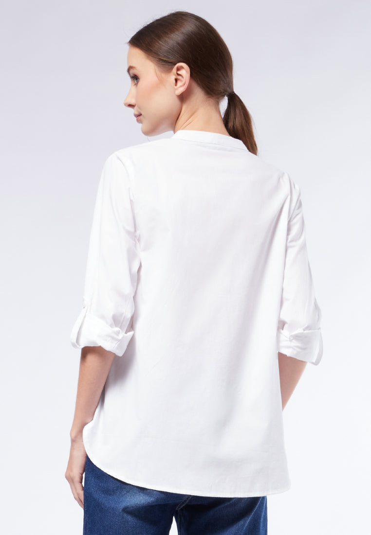 Double Pocket Long Sleeve Blouse