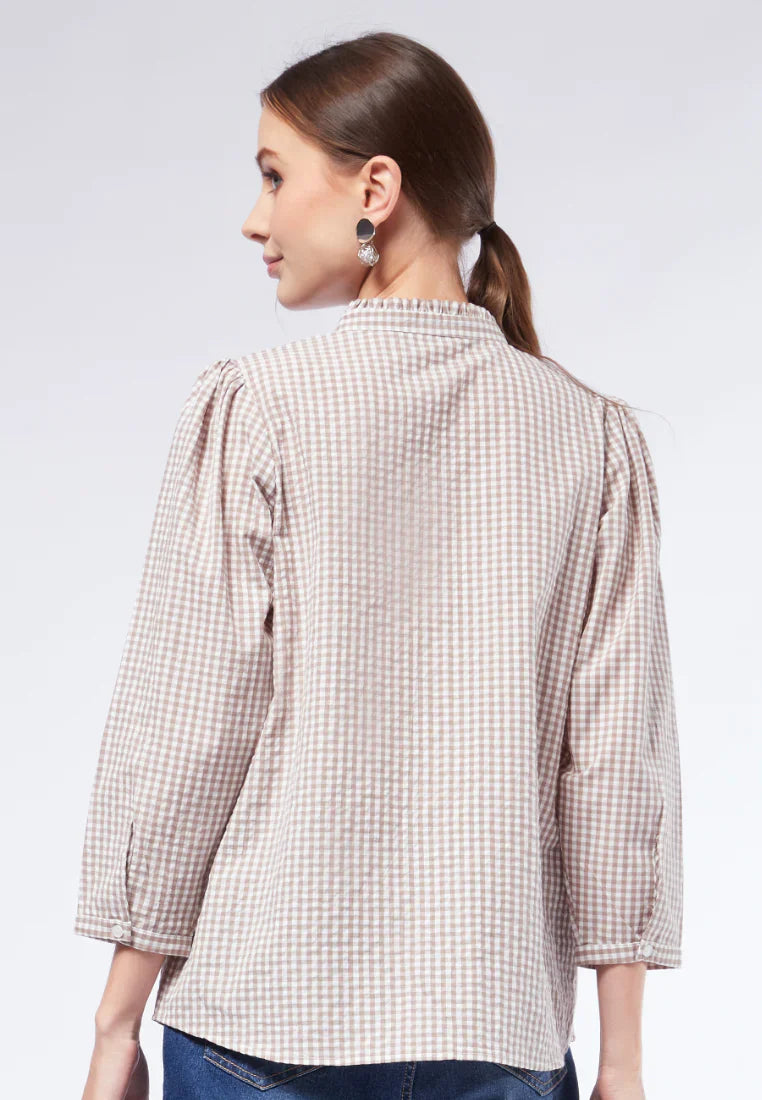 Gingham Frill Collar Blouse