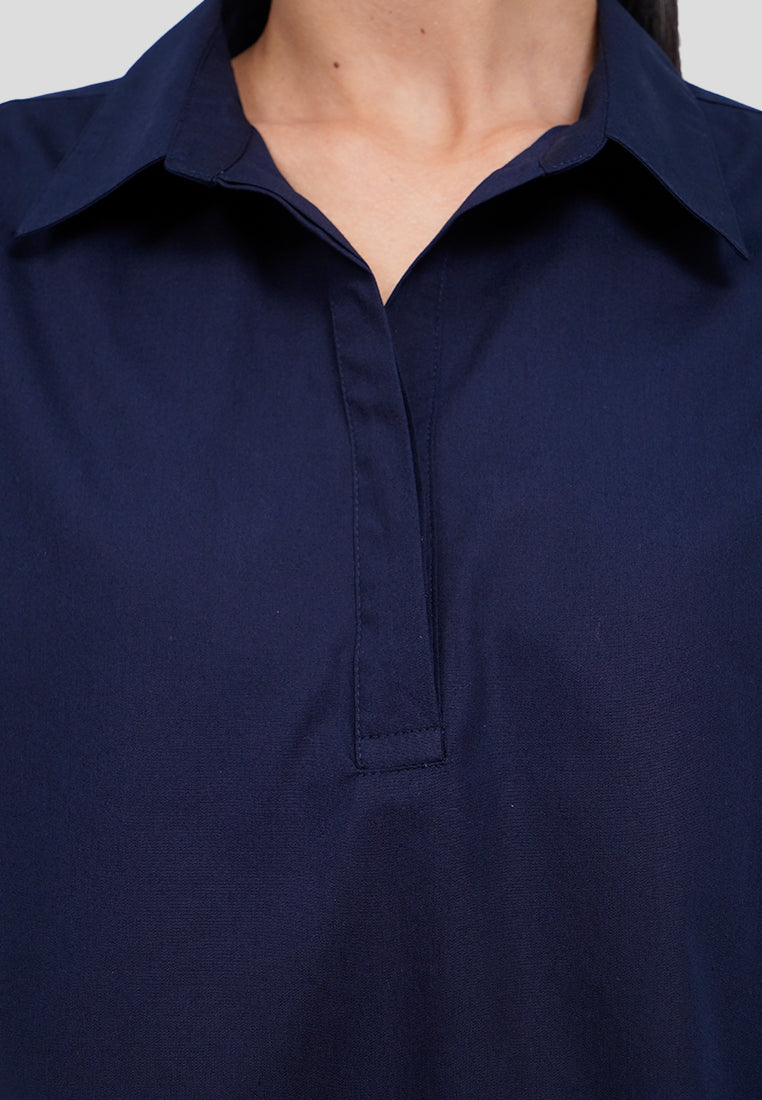 Split Collared Long Sleeve Blouse