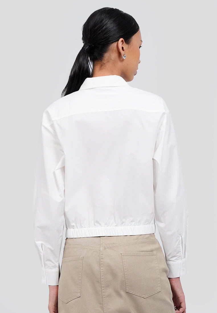 Elastic Long Sleeve Crop Blouse