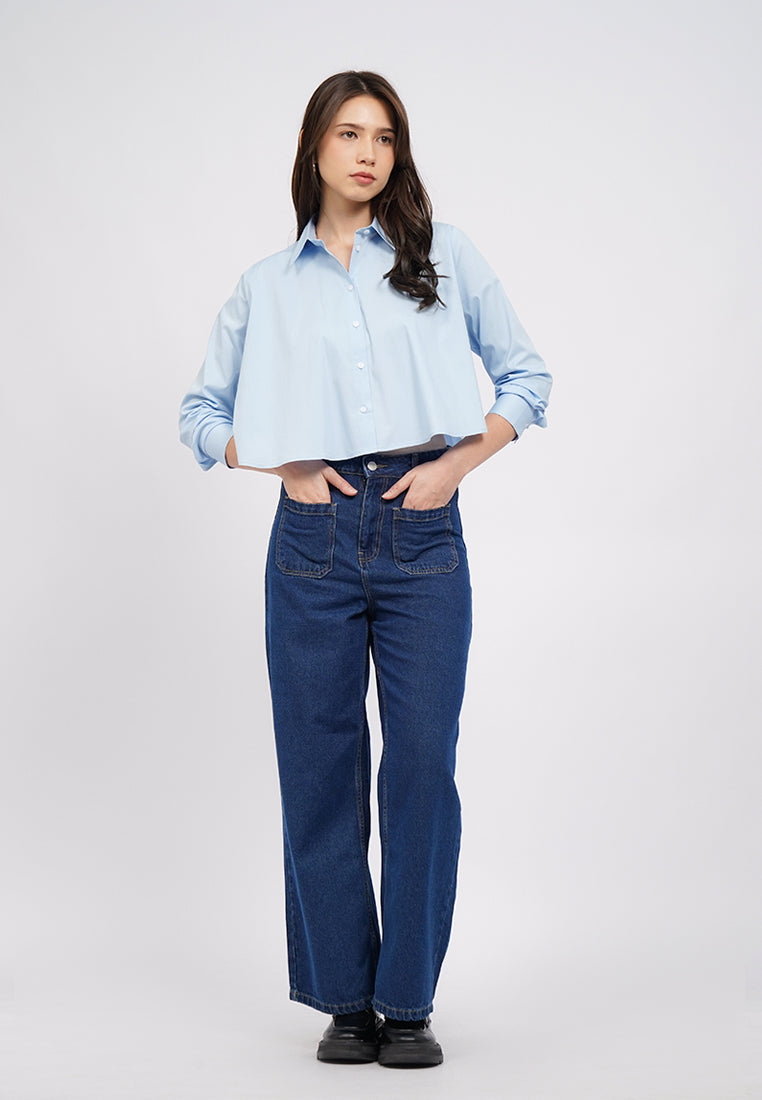 Long Sleeve Cotton Flare Shirt