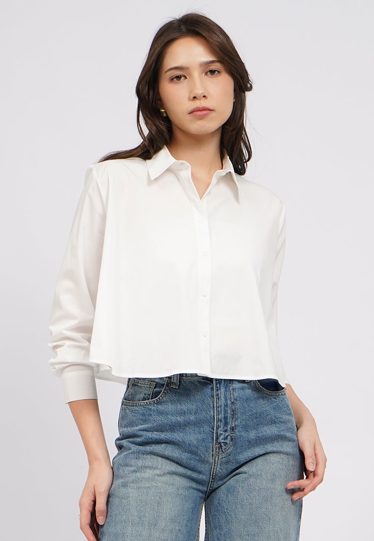 Long Sleeve Cotton Flare Shirt