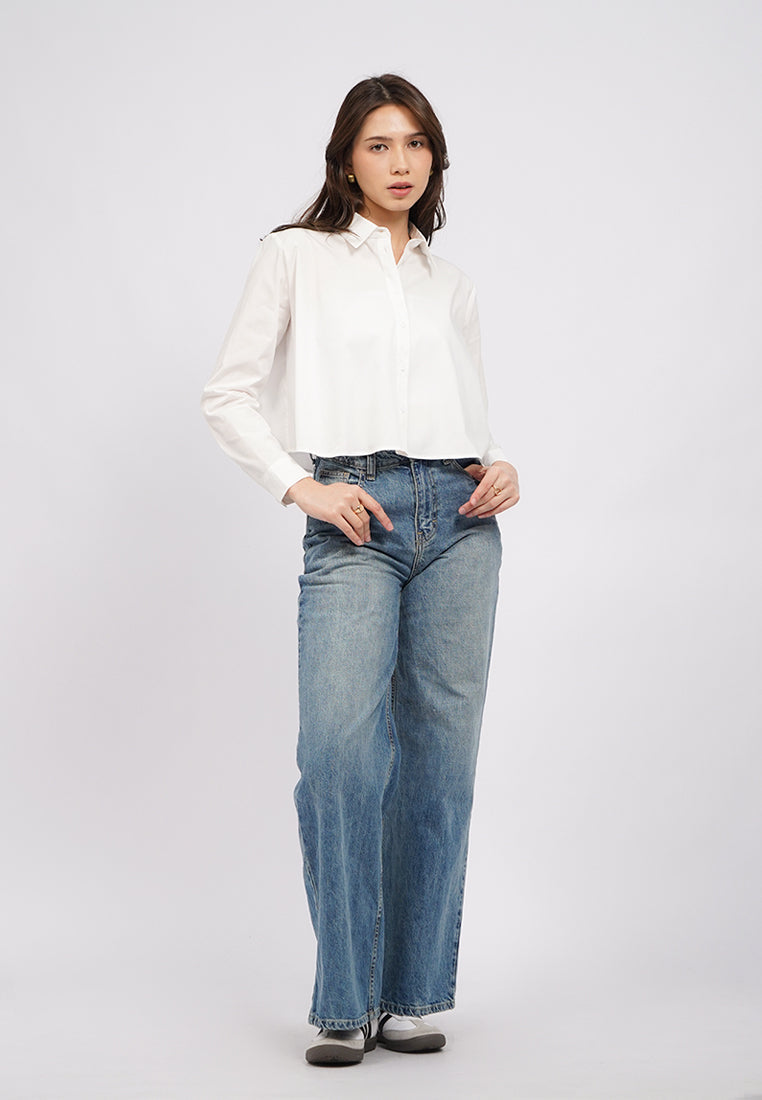 Long Sleeve Cotton Flare Shirt