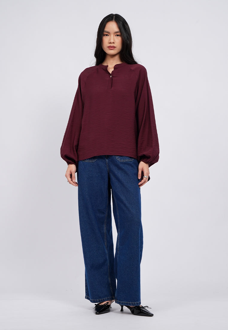 Balloon Sleeves Loose Blouse