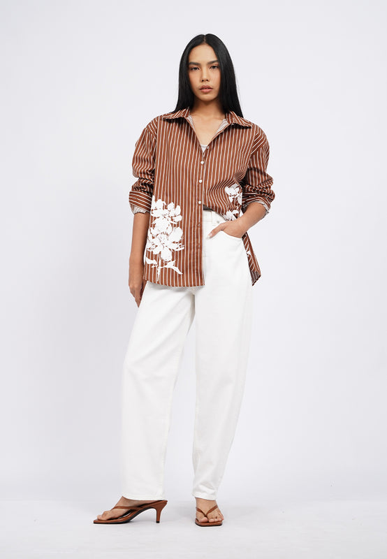 Stripes Shirt with Floral Details