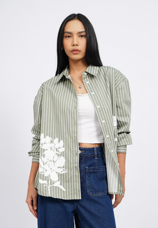 Stripes Shirt with Floral Details