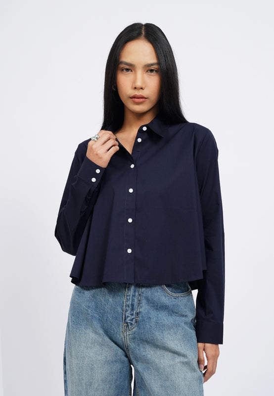 Long Sleeve Crop Flare Shirt