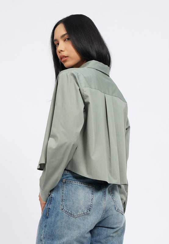 Long Sleeve Crop Flare Shirt