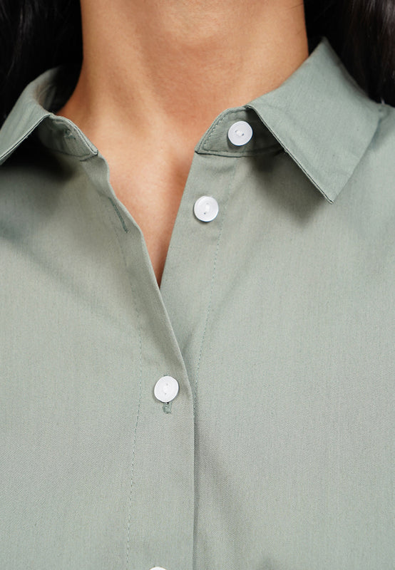 Long Sleeve Crop Flare Shirt