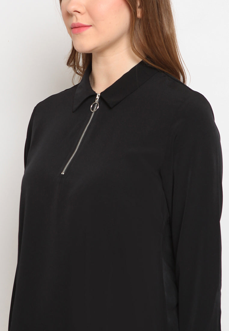 Long Sleeve Blouse With Zipper