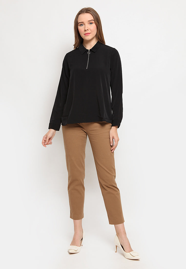 Long Sleeve Blouse With Zipper