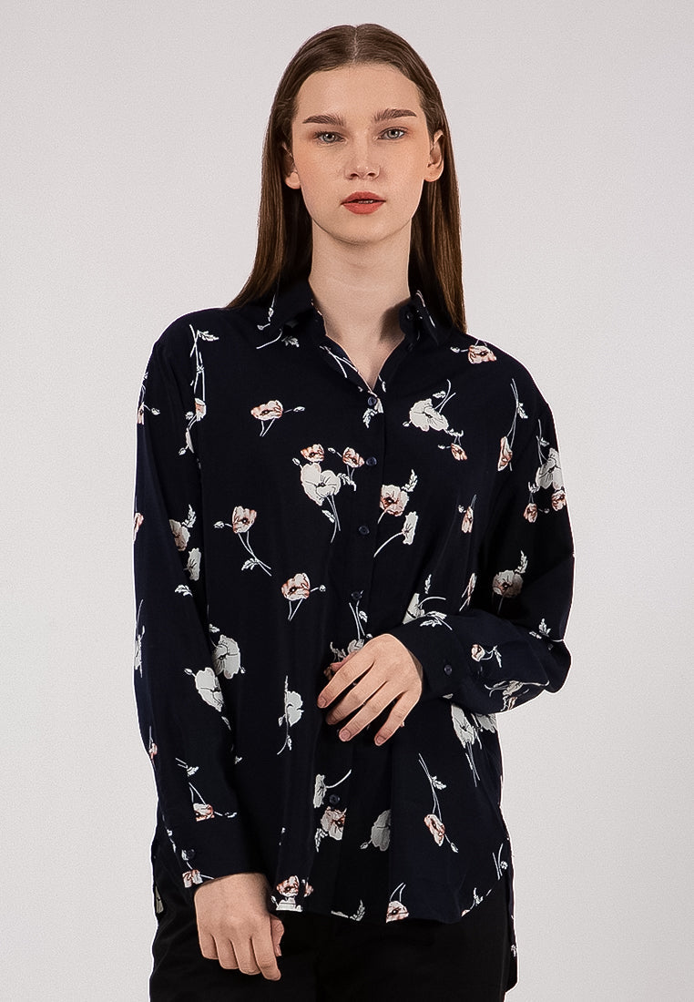 Navy Floral Blouse