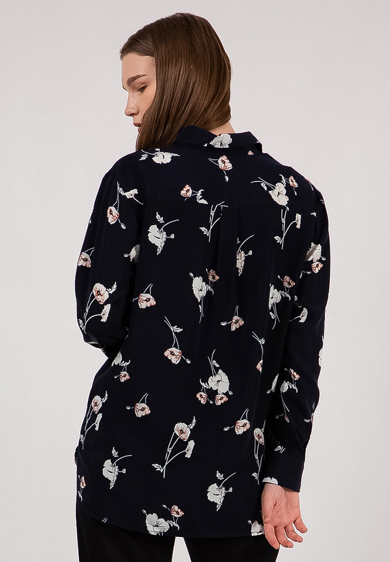 Navy Floral Blouse