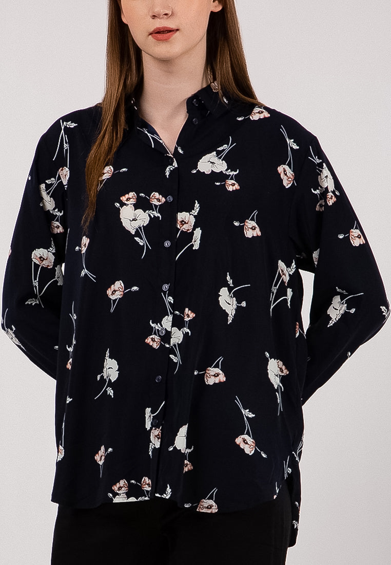 Navy Floral Blouse