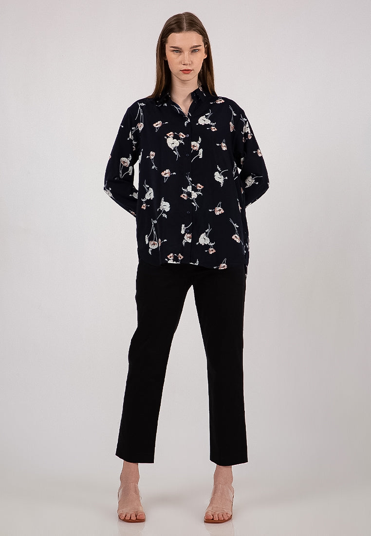 Navy Floral Blouse