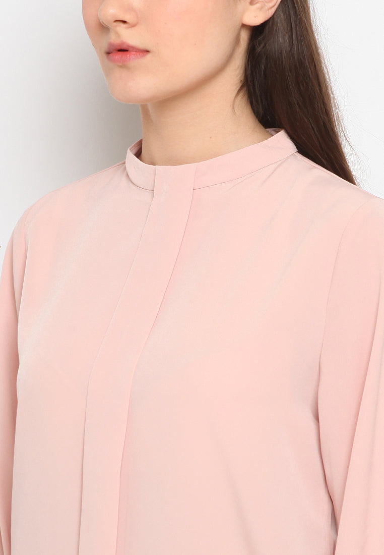 Band collar long sleeve blouse