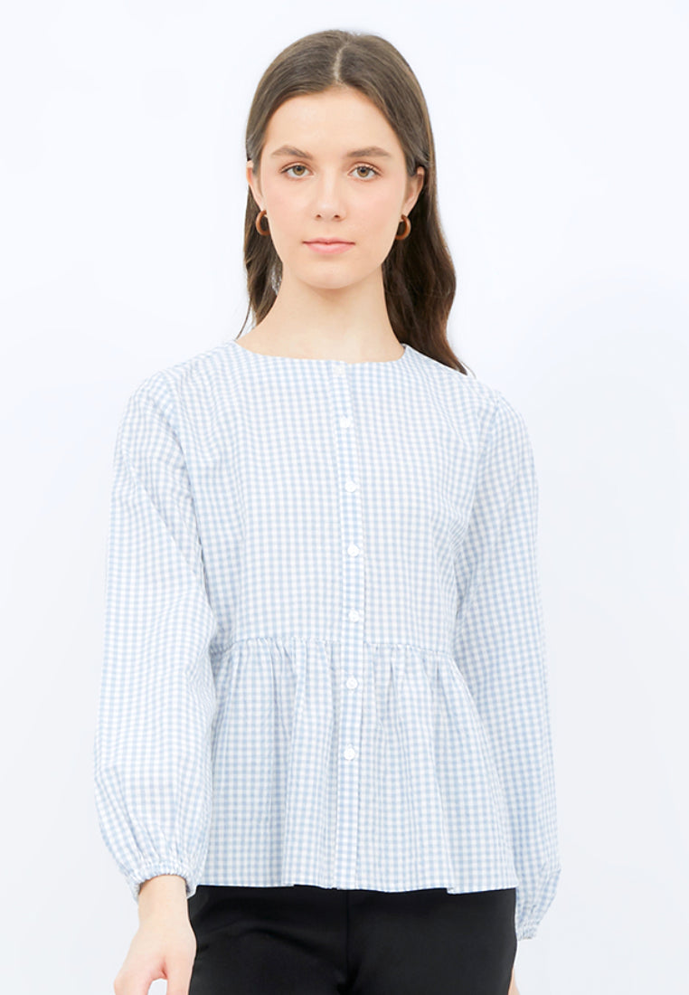 Long Sleeve Gingham Blouse