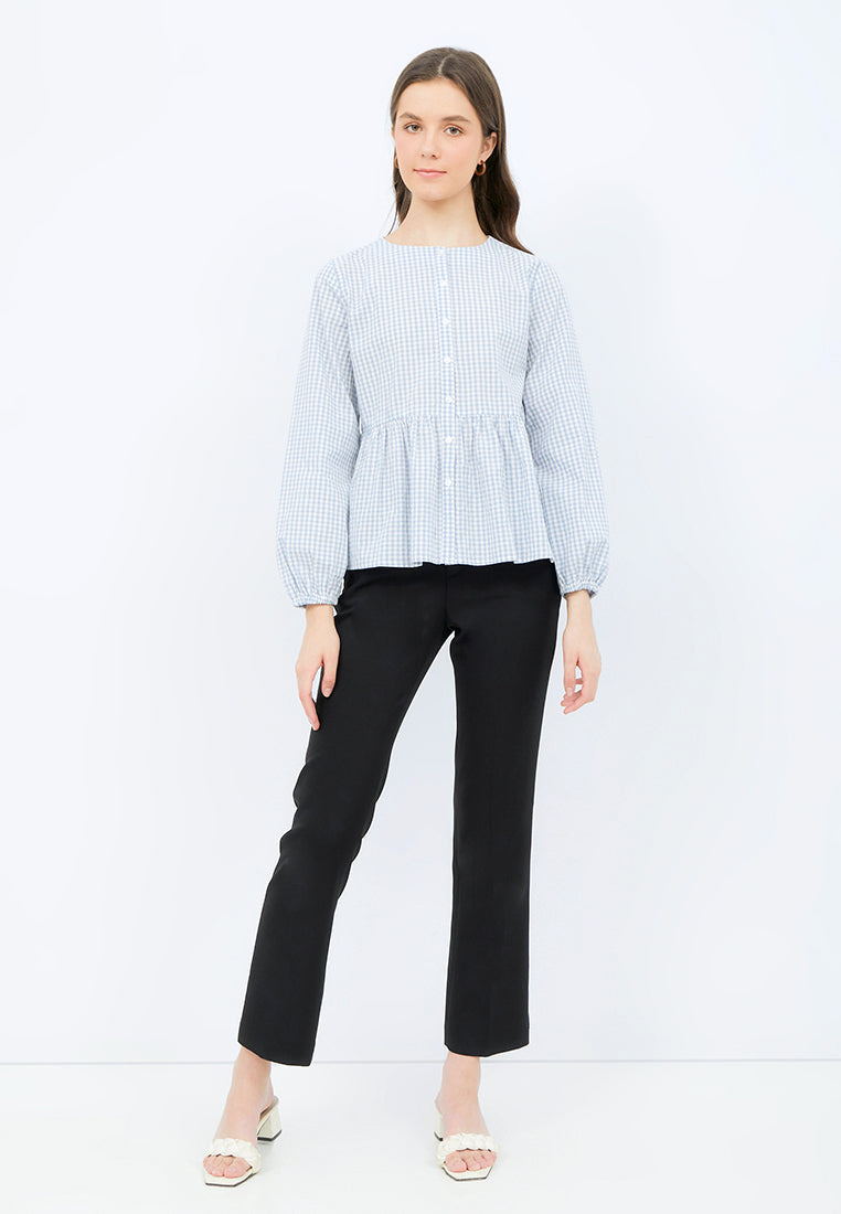 Long Sleeve Gingham Blouse
