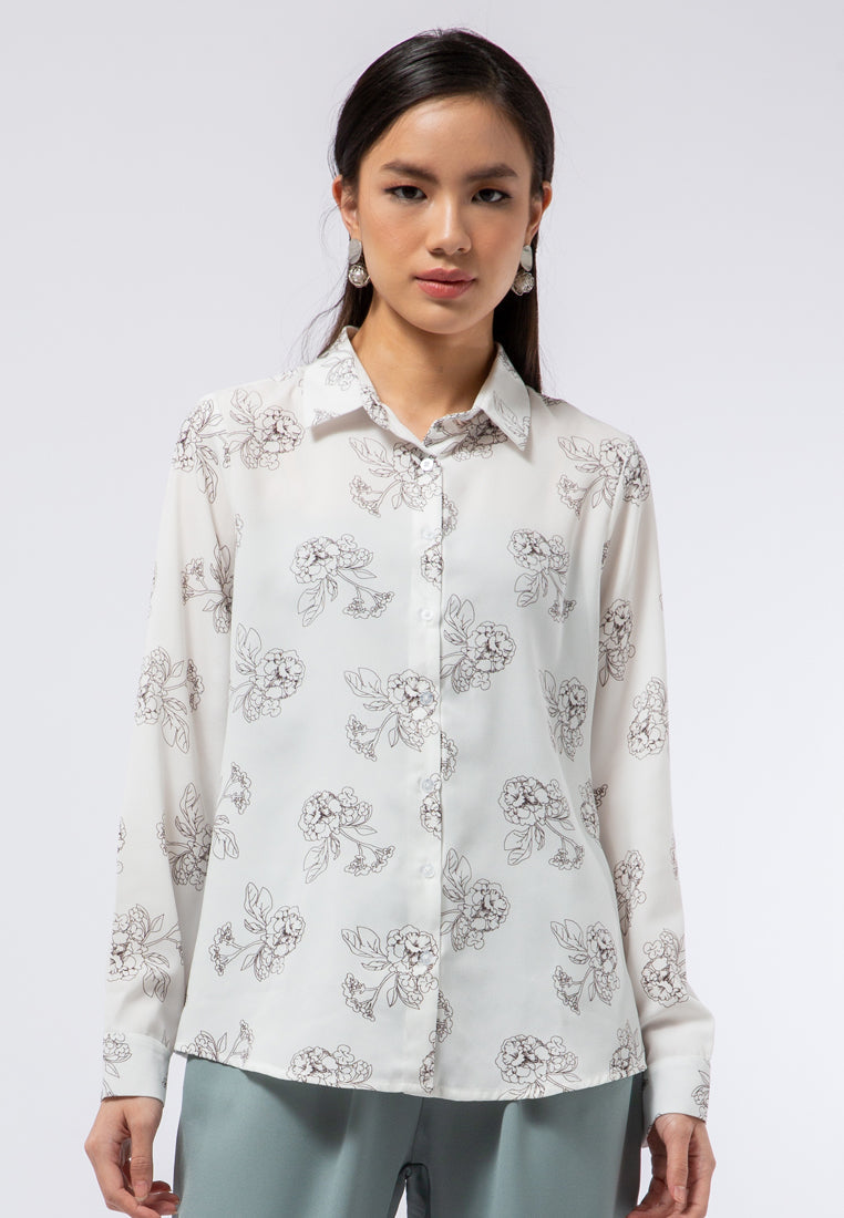 Long Sleeve Printed Blouse
