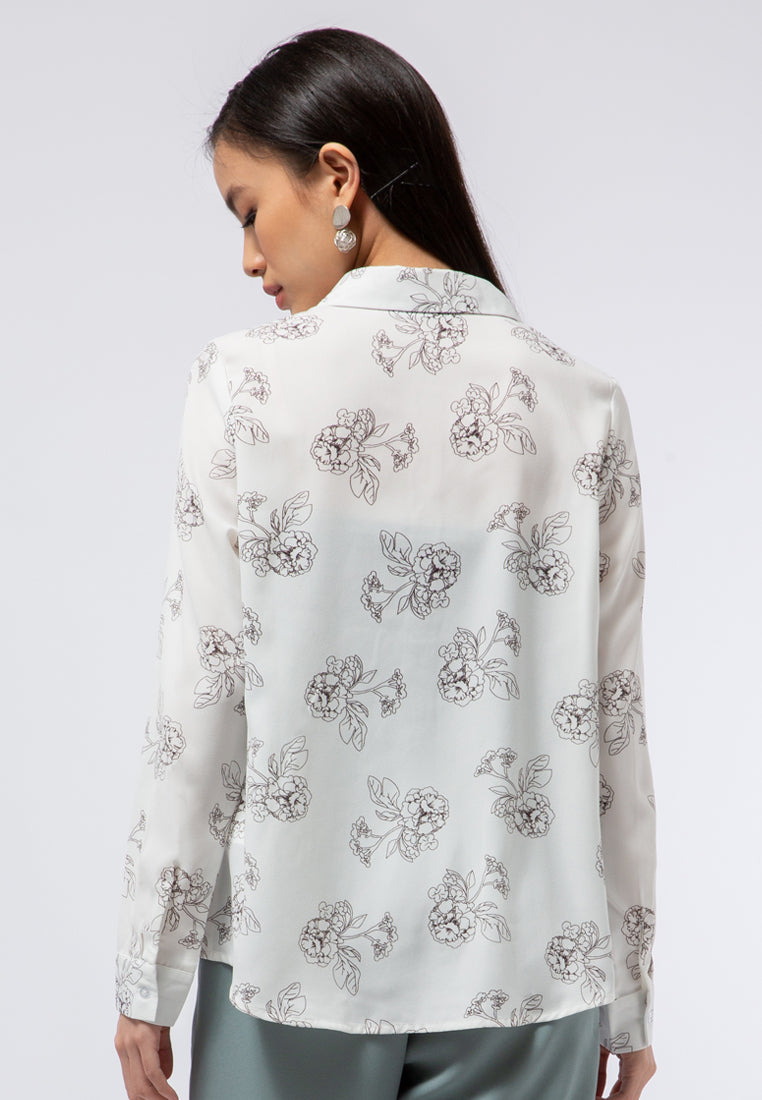 Long Sleeve Printed Blouse