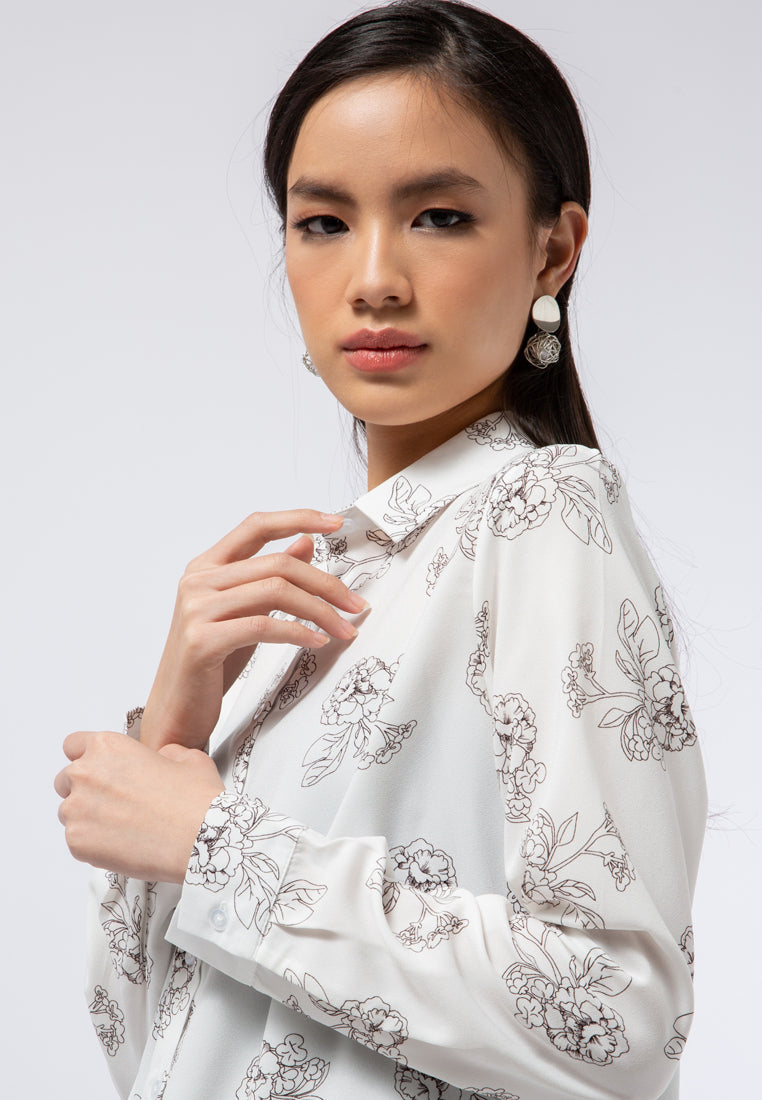 Long Sleeve Printed Blouse