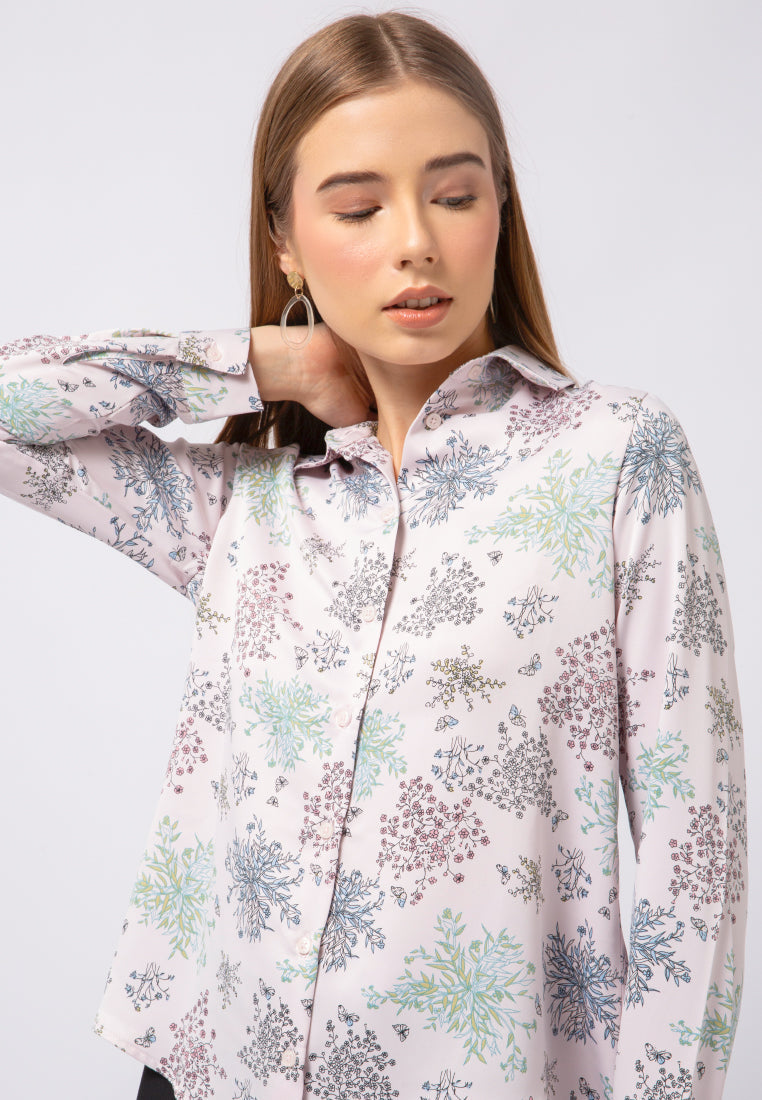 Long Sleeve Printed Blouse