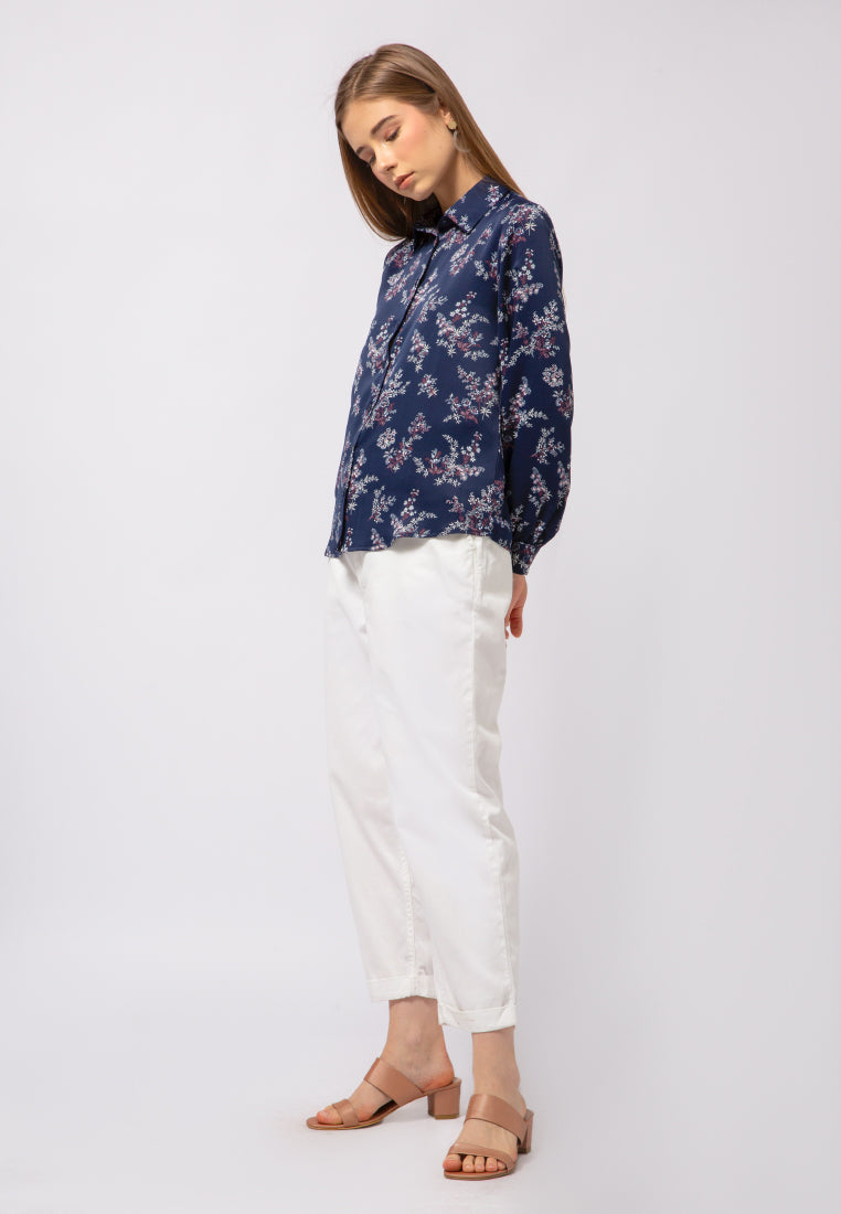 Puff Sleeve Printed Blouse
