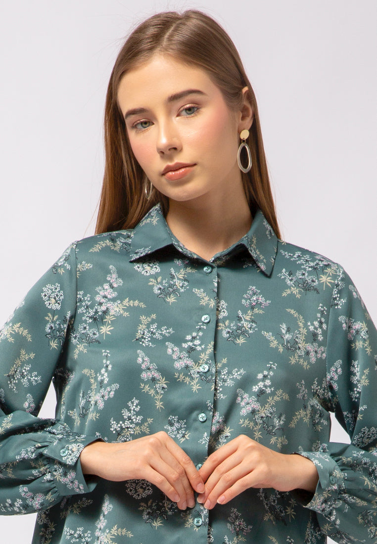 Puff Sleeve Printed Blouse