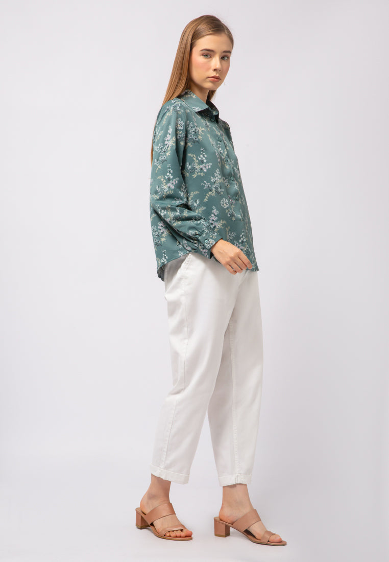 Puff Sleeve Printed Blouse