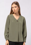 V-Neck Long Sleeve Blouse