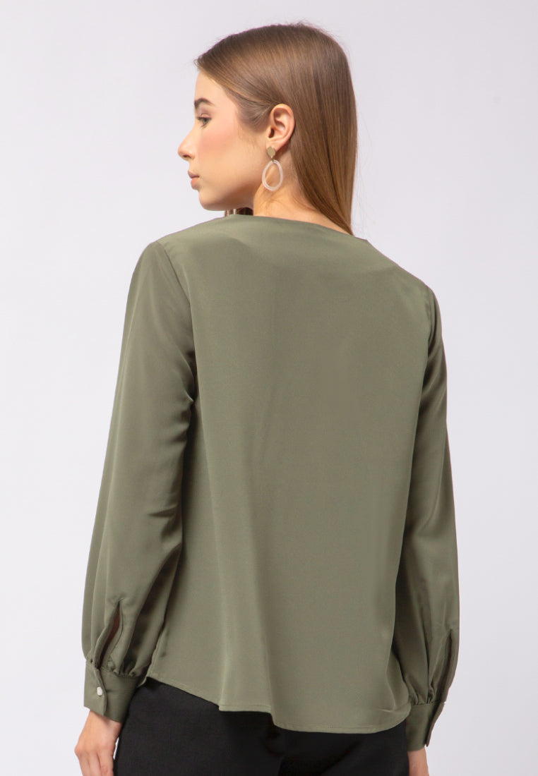 V-Neck Long Sleeve Blouse
