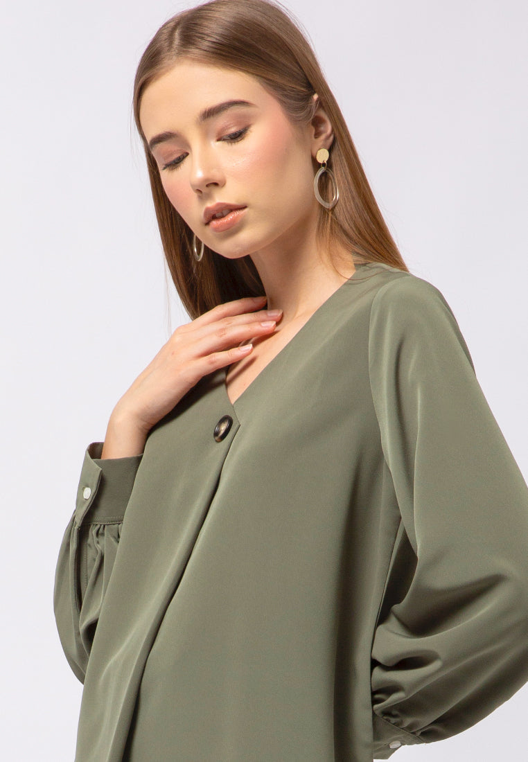 V-Neck Long Sleeve Blouse