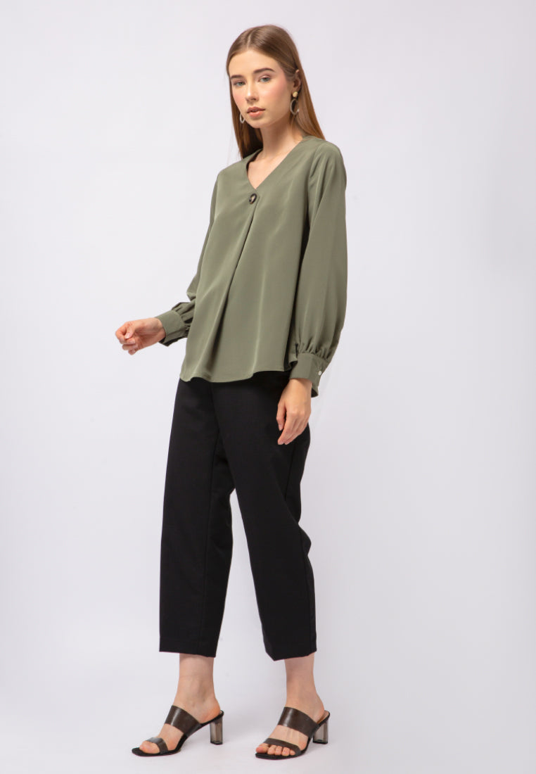 V-Neck Long Sleeve Blouse