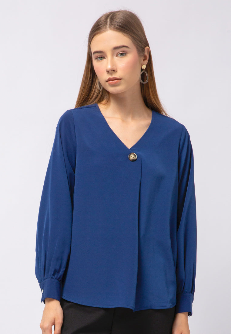 V-Neck Long Sleeve Blouse