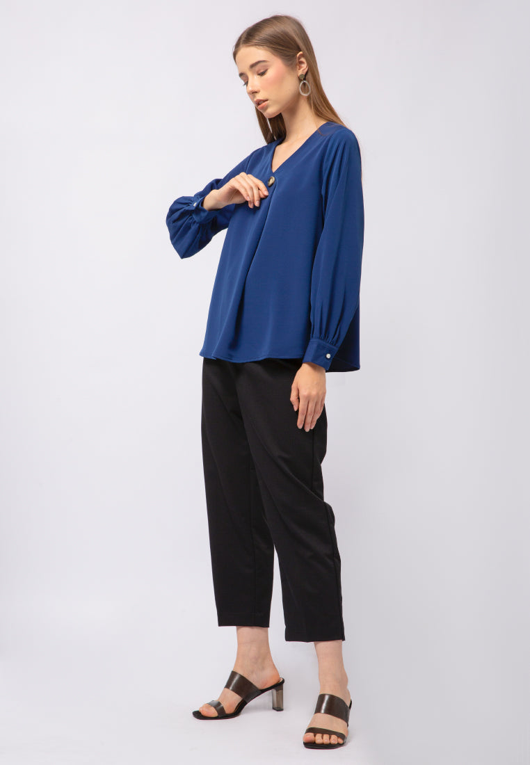 V-Neck Long Sleeve Blouse