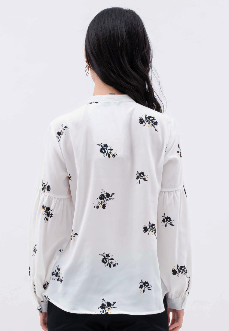Puff Sleeve Printed Blouse