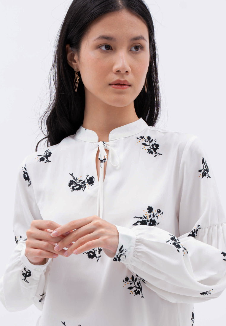 Puff Sleeve Printed Blouse