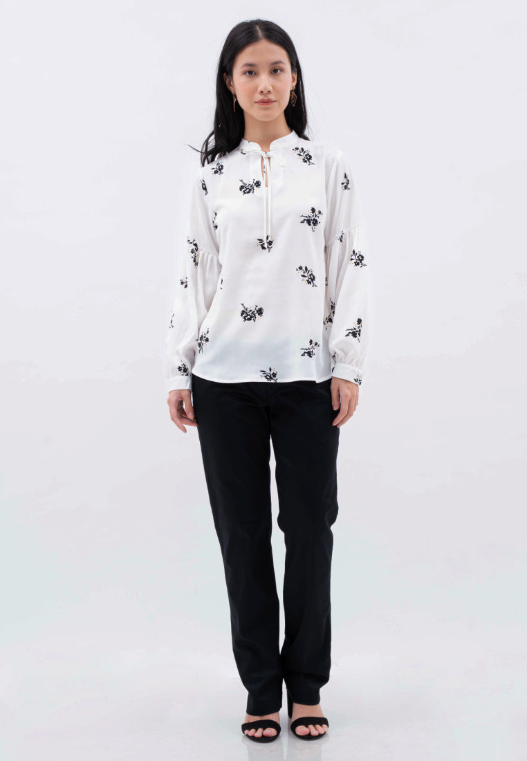 Puff Sleeve Printed Blouse