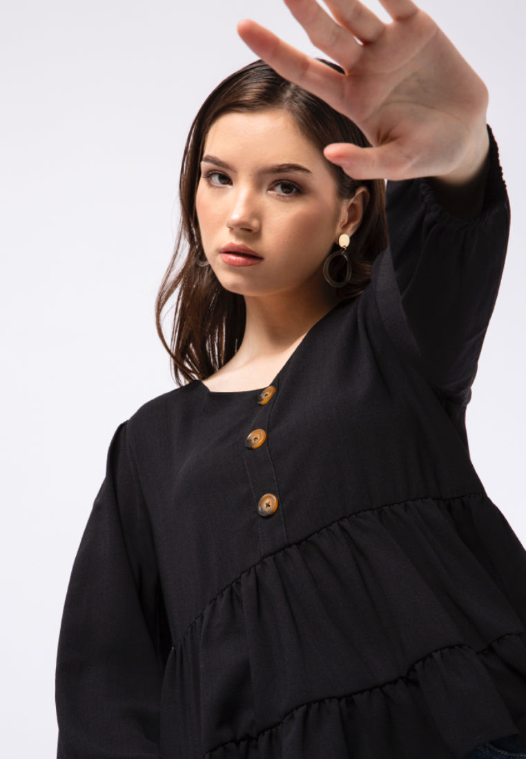 Tiered Babydoll Long Sleeve Blouse