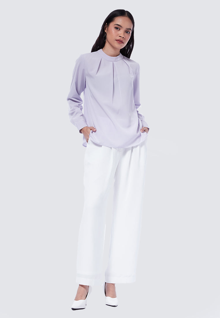 Round Neck Long Sleeve Blouse